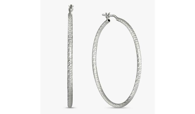 Revere Sterling Silver Diamond Cut Classic Hoop Earrings