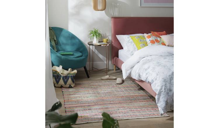 Habitat Stripe Cotton Flatweave Rug - 160x120cm