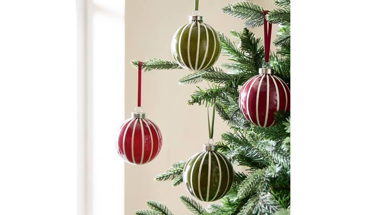 Argos Home Pack of 4 Glass Christmas Bauble - Multicolour
