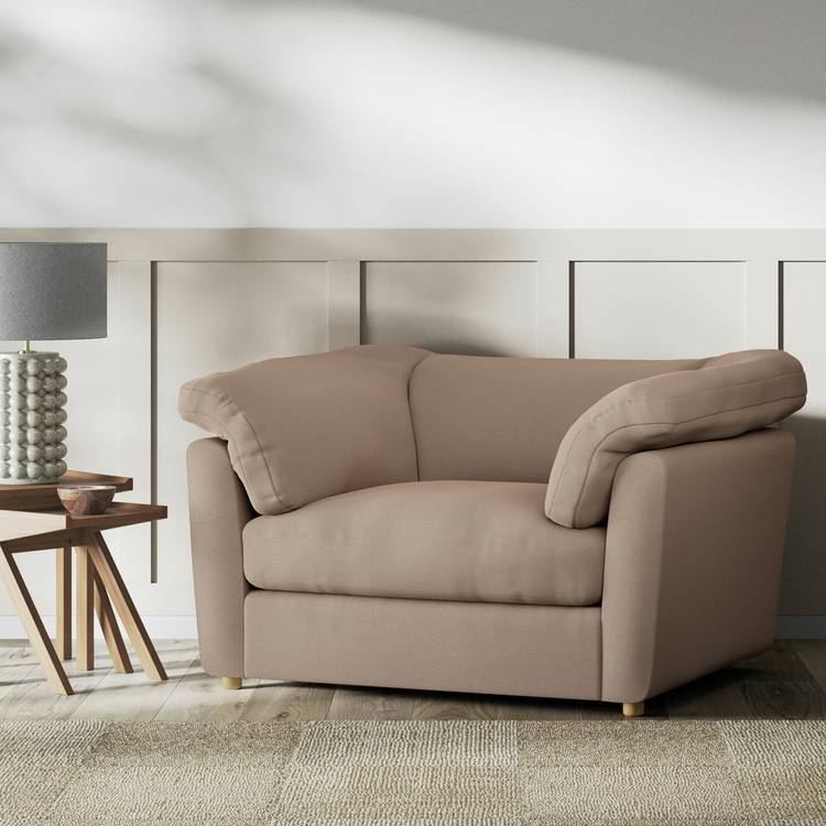 Habitat Wynn Fabric Cuddle Chair - Biscuit - Ash Leg 0