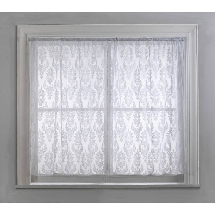 Argos Home Damask Net Pencil Pleat Floral Curtains - White 0