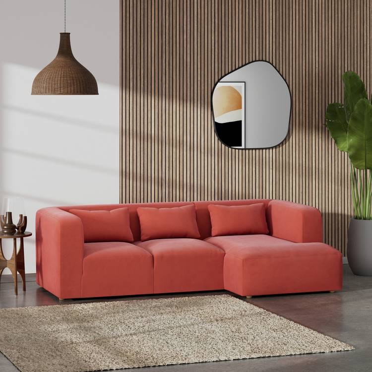 Habitat Lars Right Hand Corner Sofa - Papaya - Ash Leg 0