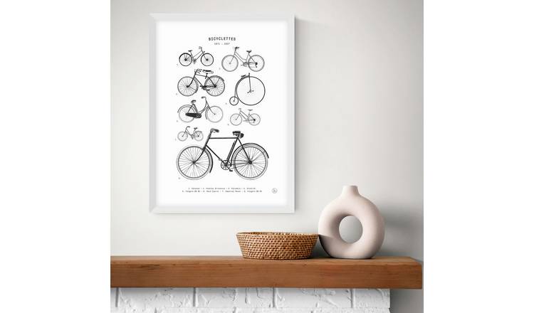 East End Prints Bicylettes White Frame Art Print - A3