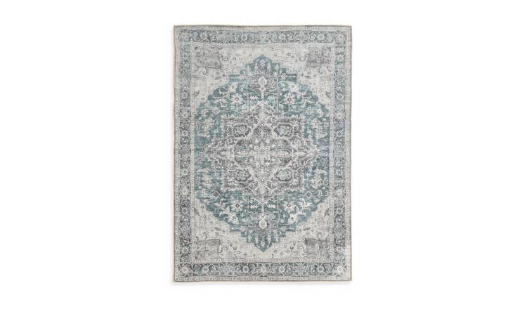 Habitat Vintage Effect Blue Flatweave Rug - 150x80cm