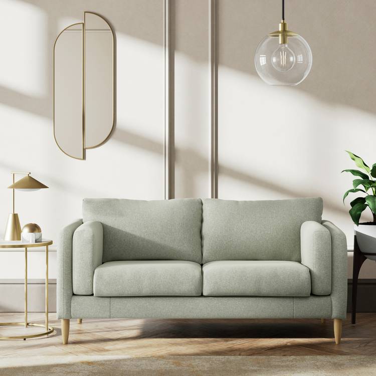 Habitat Newington Fabric 2 Seater Sofa - Sage Green -Ash Leg 0