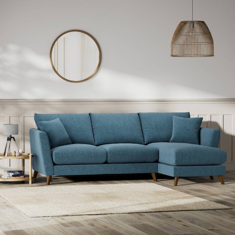 Habitat Lomond Right Hand Corner Sofa - Blue - Dark Leg 0