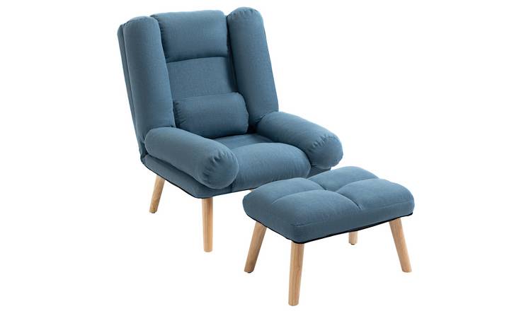 HOMCOM Fabric Recliner Armchair with Adjustable Backrest - Blue