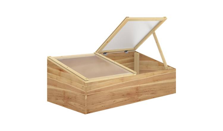 Outsunny Fir Wood Polycarbonate Cold Frame Greenhouse – Natural