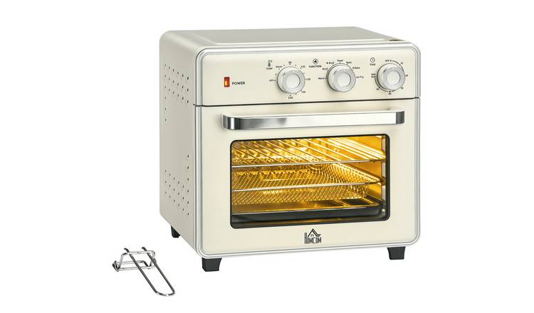HOMCOM 20L Mini Oven with Adjustable Temperature - Cream White