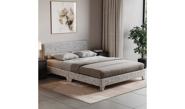 Vida Designs Victoria Velvet Double Bed - Silver