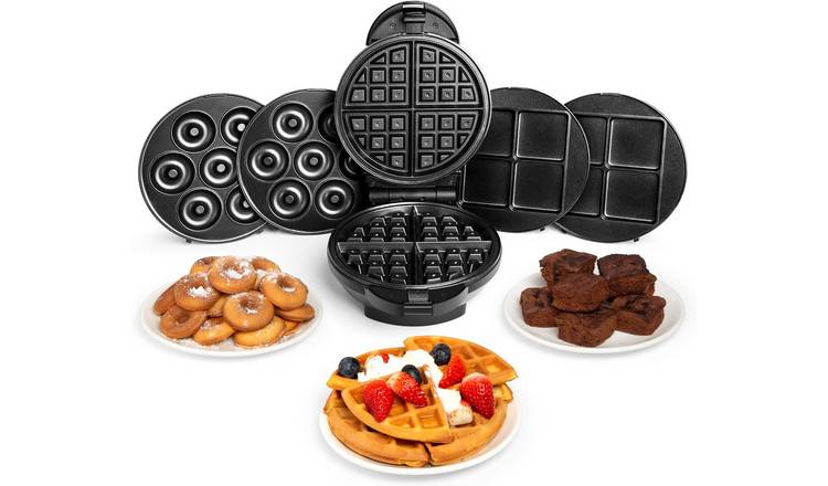 VonShef 3-in-1 Non-Stick Waffle, Brownie & Doughnut Maker - Removable Plates