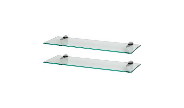 Harbour Housewares Floating Glass Wall Shelf Set - Set of 2