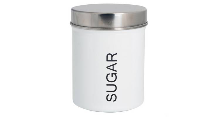Harbour Housewares Round Metal Kitchen Sugar Canister - White