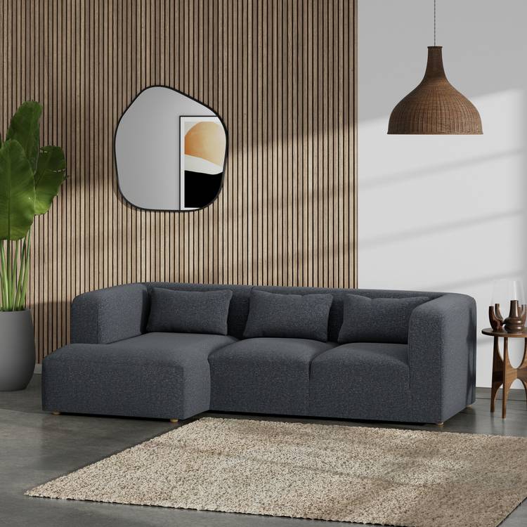 Habitat Lars Left Hand Corner Sofa - Charcoal - Ash Leg 0