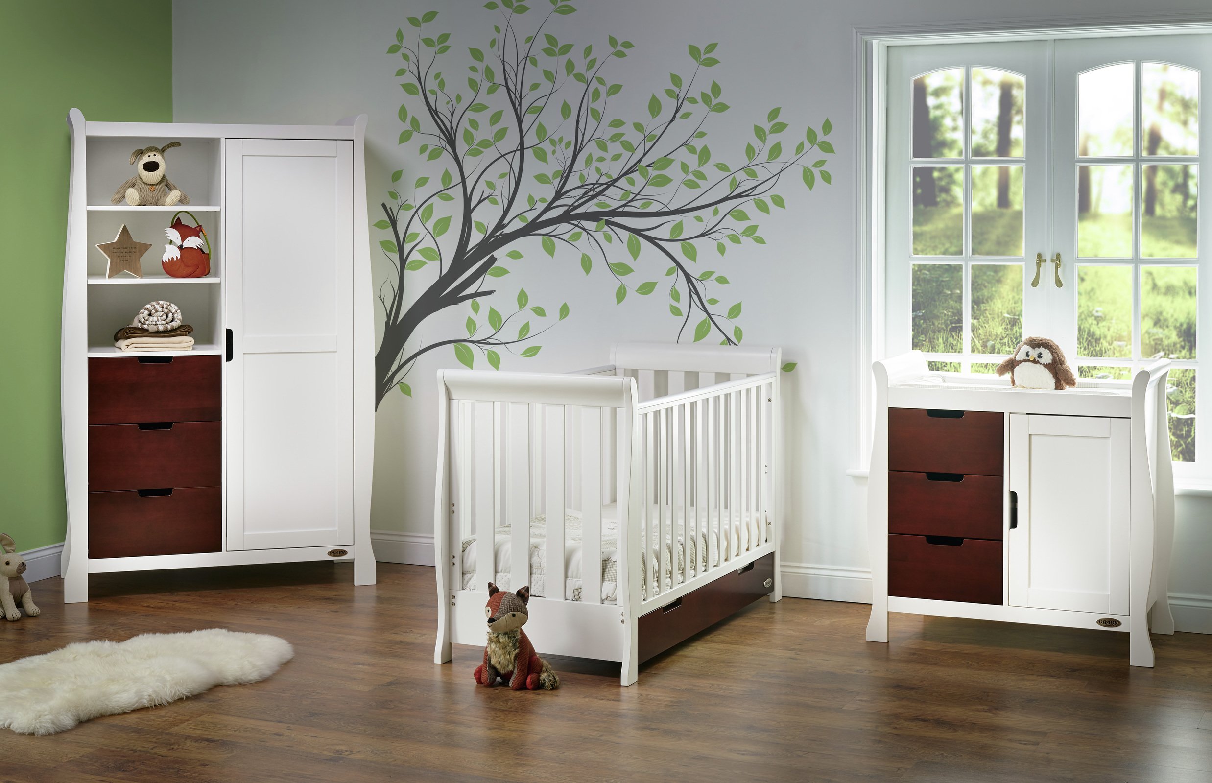 Obaby Stamford Mini 3 Piece Room Set - White with Walnut