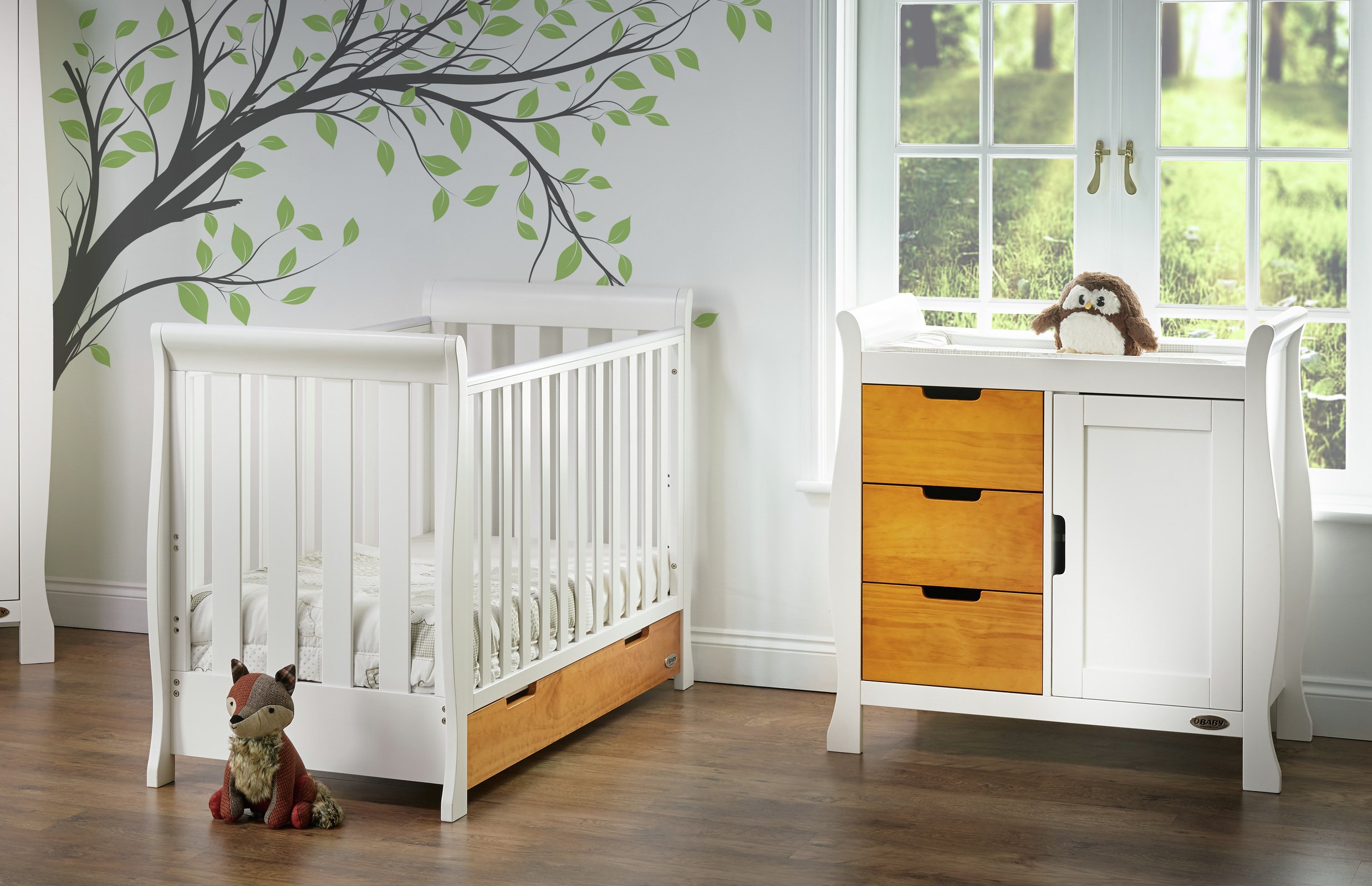 Obaby Stamford Mini 2 Piece Room Set - White with Pine