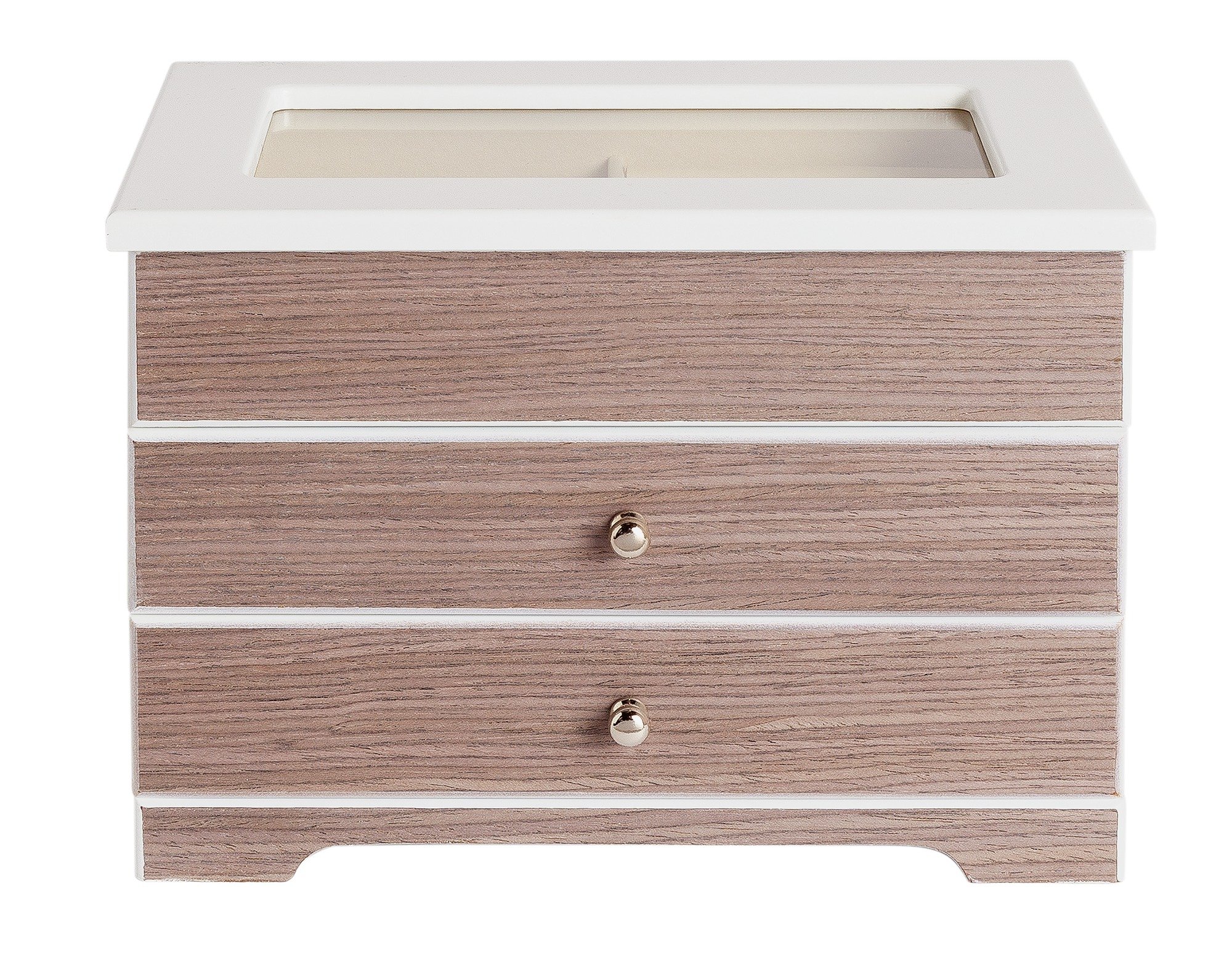 White and Grey Wooden 2 Drawer Jewellery Box