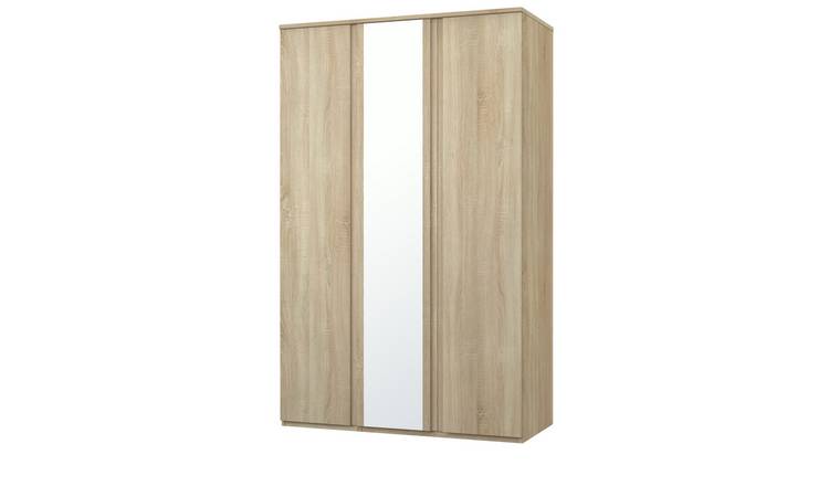 Buy Avenue 3 Door Mirrored Wardrobe Natural Oak Effect Argos