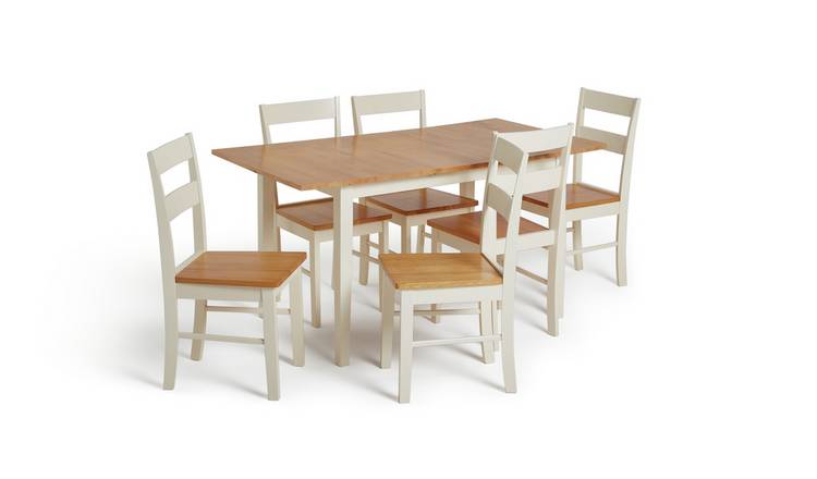 Habitat Chicago Solid Wood Extending Table & 6 Chairs