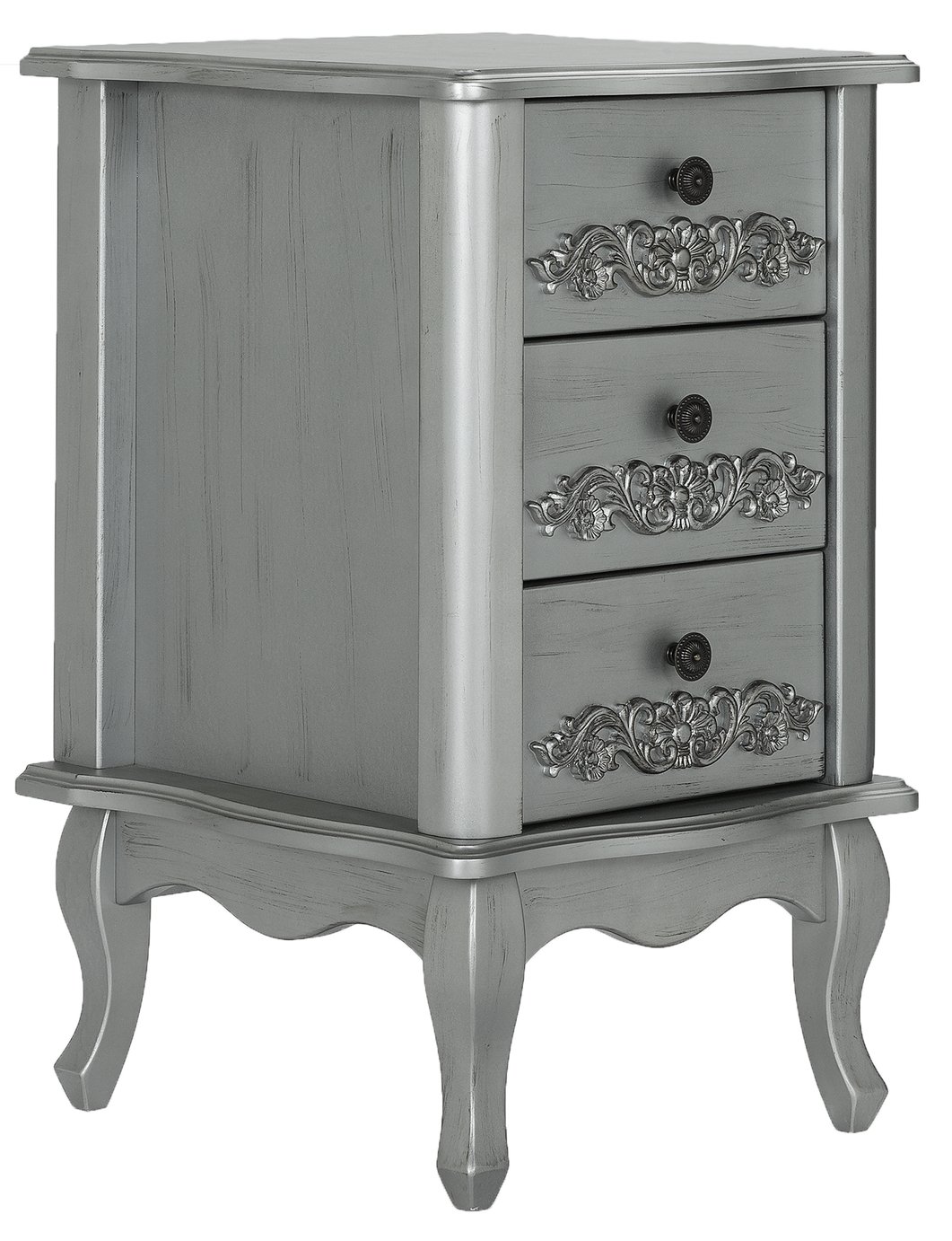 Argos Home Sophia 3 Drawer Bedside Table - Silver