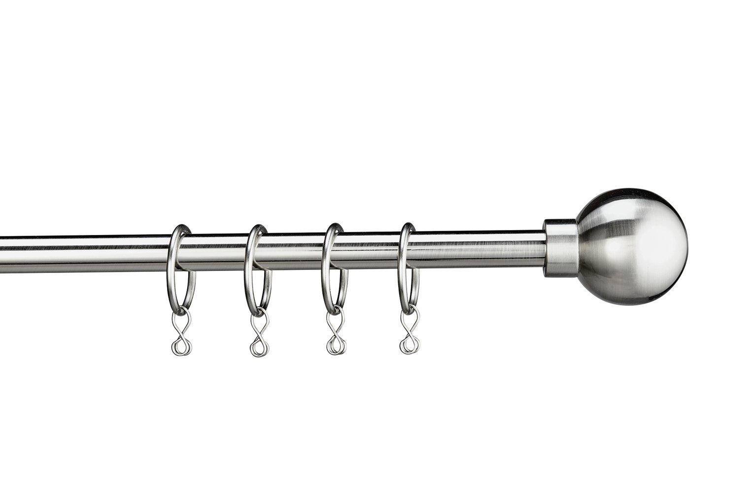 Argos Home Ext Metal Classic Ball Curtain Pole - S Steel