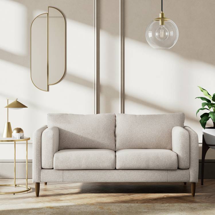 Habitat Newington Fabric 2 Seater Sofa - Natural - Dark Leg 0