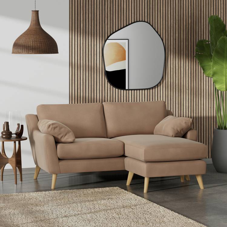 Habitat Ivor Right Hand Corner Sofa - Latte - Ash Leg 0