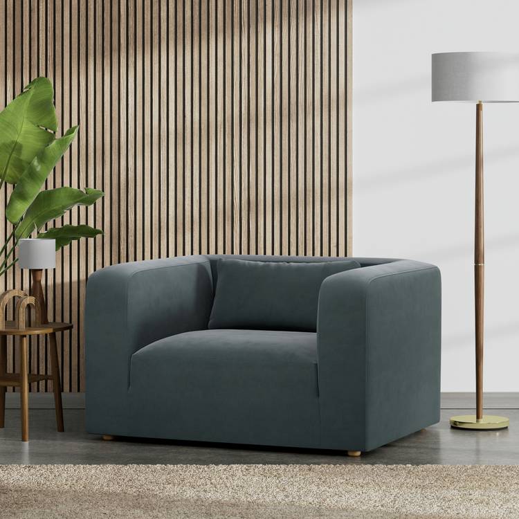 Habitat Lars Fabric Cuddle Chair - Charcoal 0