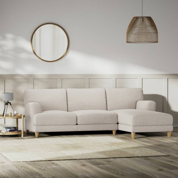 Habitat Askem Fabric Right Hand Corner Sofa -Natural-Ash Leg 0