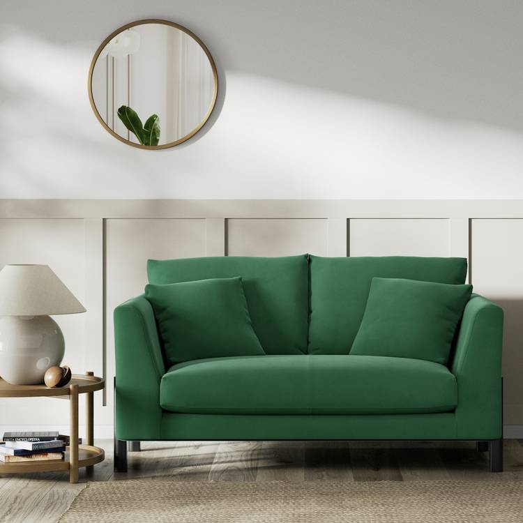 Habitat Aston Fabric 2 Seater Sofa - Green - Black Leg 0