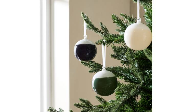 Argos Home Pack of 3 Dipped White Glass Bauble