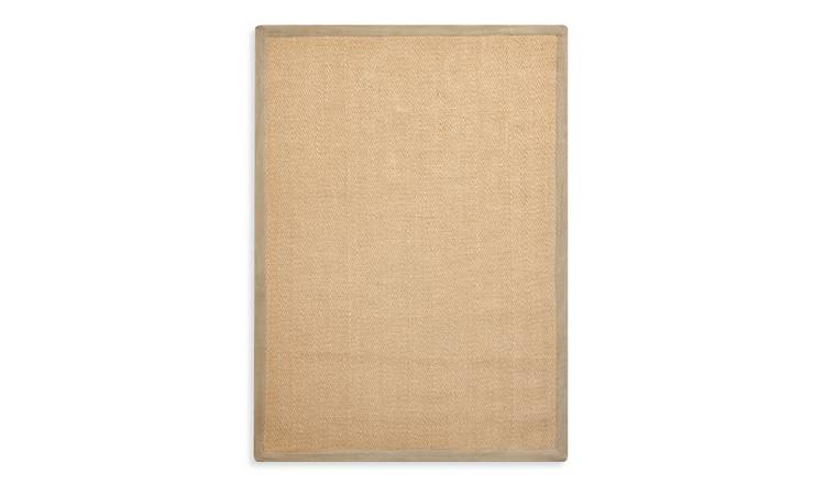 Habitat Herringbone Neutral Boarder Jute Rug - 230x160cm