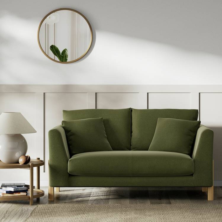 Habitat Aston Velvet 2 Seater Sofa - Moss Green - Ash Leg 0