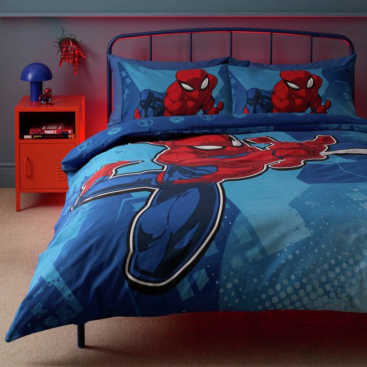 Disney Spiderman Blue Kids Bedding Set - Double 0