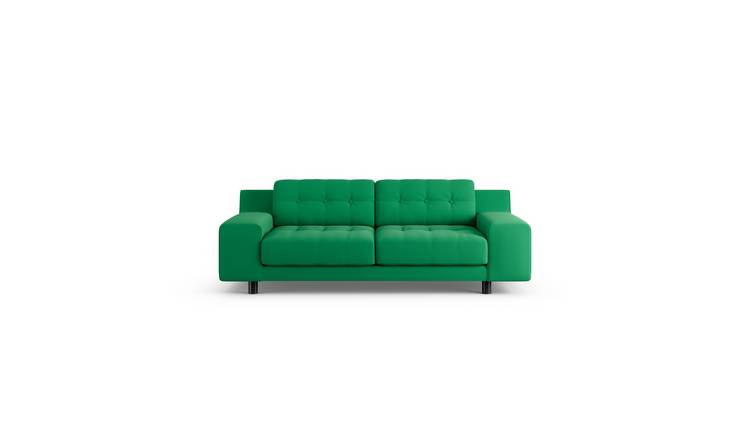 Habitat Hendricks Fabric 3 Seater - Emerald Green- Black Leg