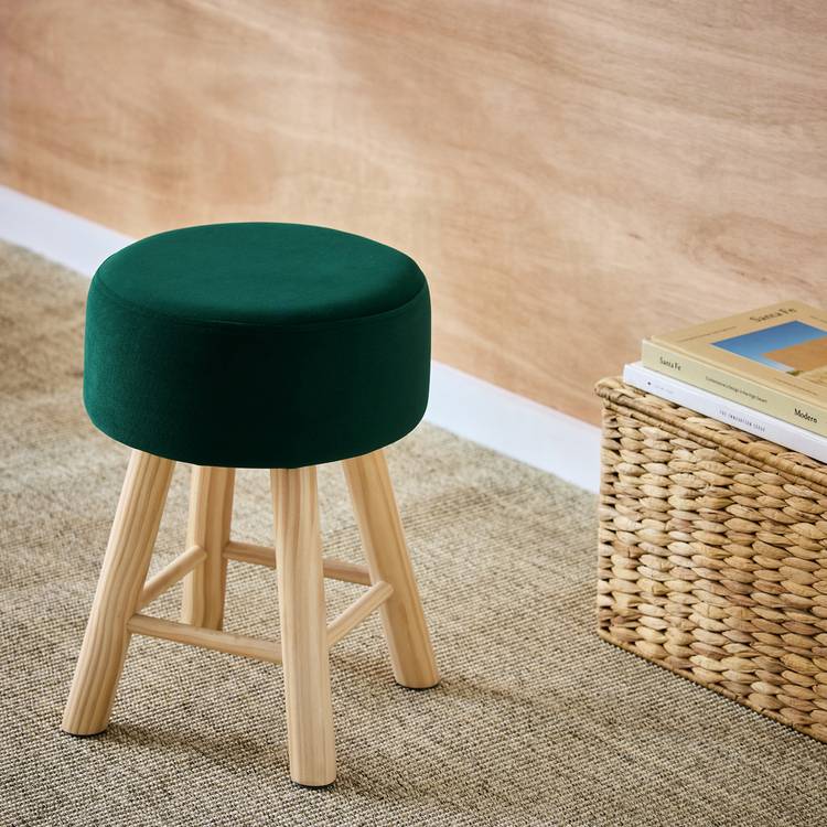 Habitat Sophie Velvet Stool - Green 0