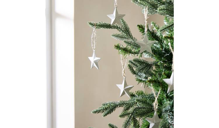 Habitat Pack of 6 White Metal Stars Christmas Decoration