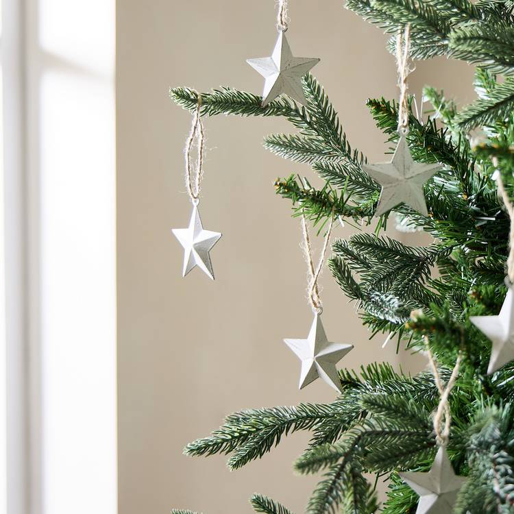 Habitat Pack of 6 White Metal Stars Christmas Decoration 0