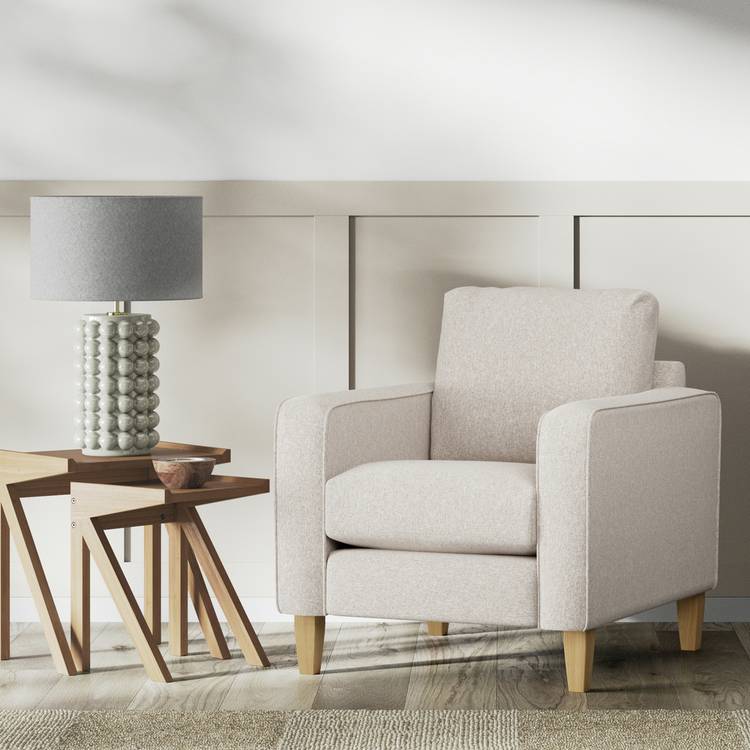 Habitat Flint Fabric Armchair - Natural - Ash Leg 0