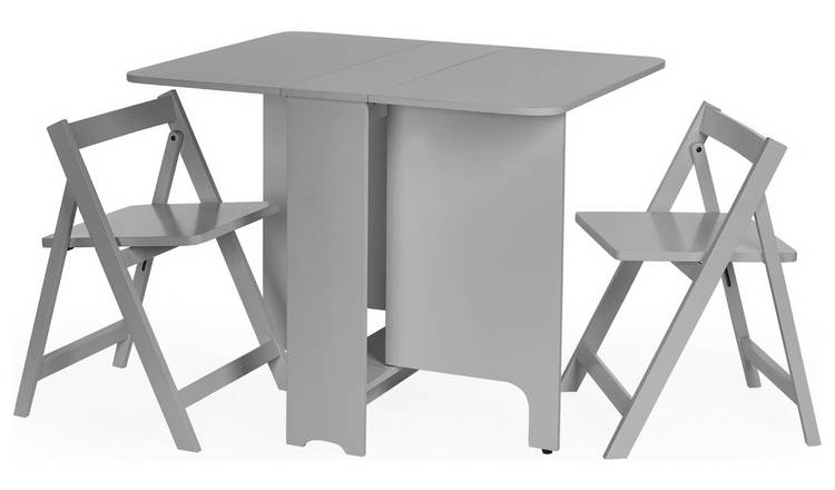 Julian Bowen Gatan Rubber Wood Dining Table & 2 Grey Chairs