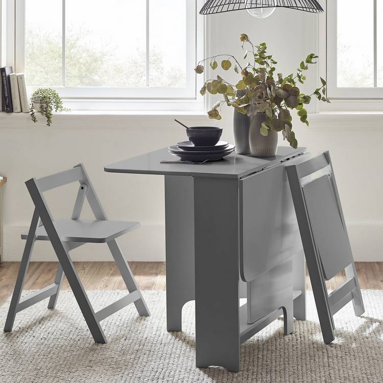 Julian Bowen Gatan White Dining Table & 2 Grey Chairs 0