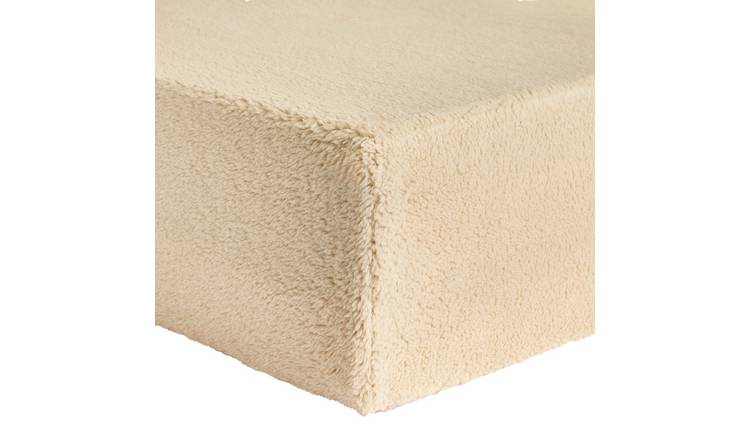 Argos Home Fleece Plain Cream Fitted Sheet - Single