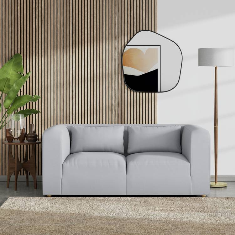 Habitat Lars Fabric 2 Seater Sofa - Grey - Ash Leg 0