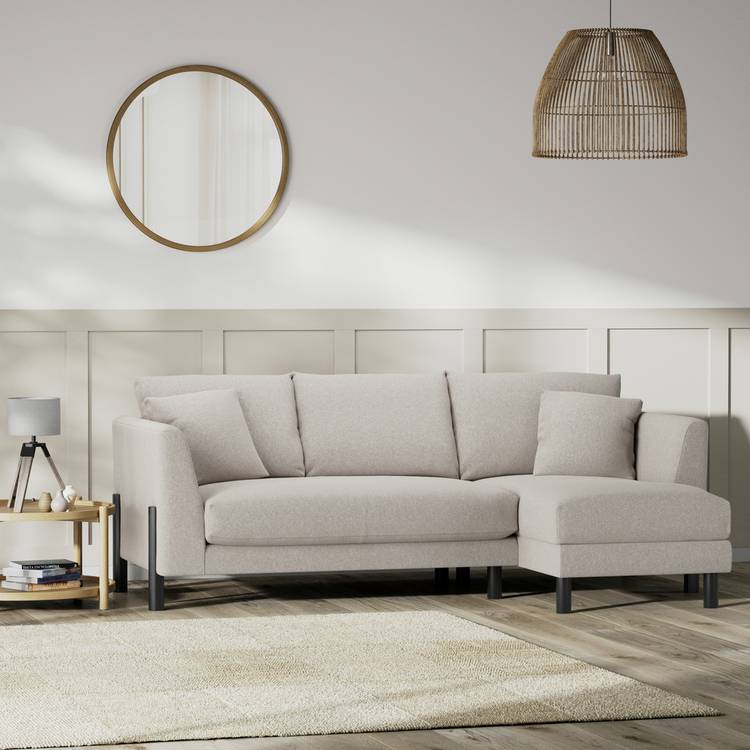 Habitat Aston Right Hand Corner Sofa - Stone - Black Leg 0