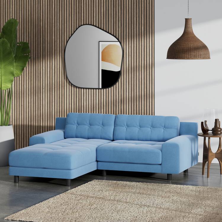 Habitat Hendricks Left Hand Corner Sofa - Sky Blue-Black Leg 0