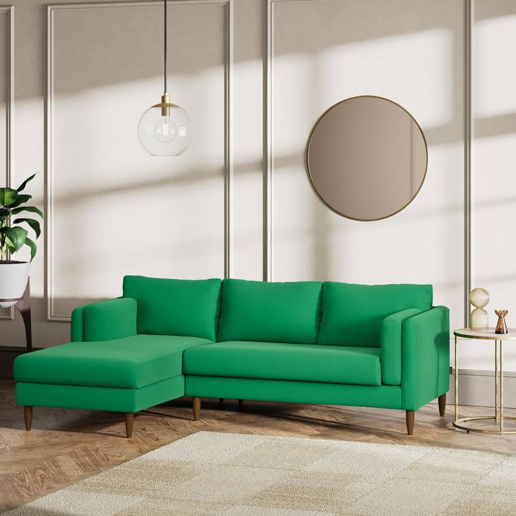 Habitat Newington Left Hand Corner Sofa - Green - Dark Leg 0