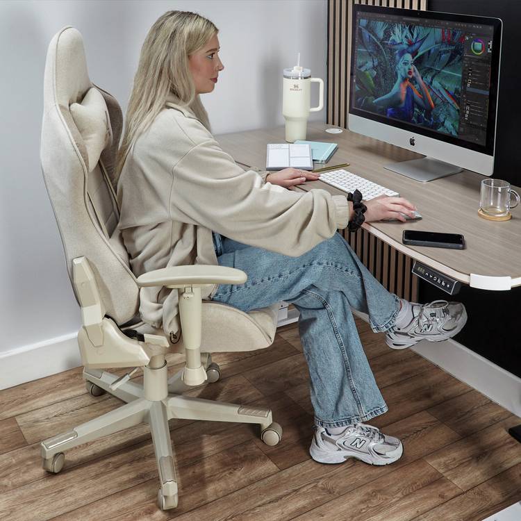 X Rocker Alpha Fabric Office Gaming Chair - Beige 0