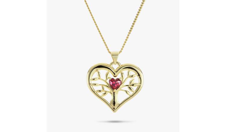 Revere 9ct Gold Plated Tree of Life Heart Pendant Necklace