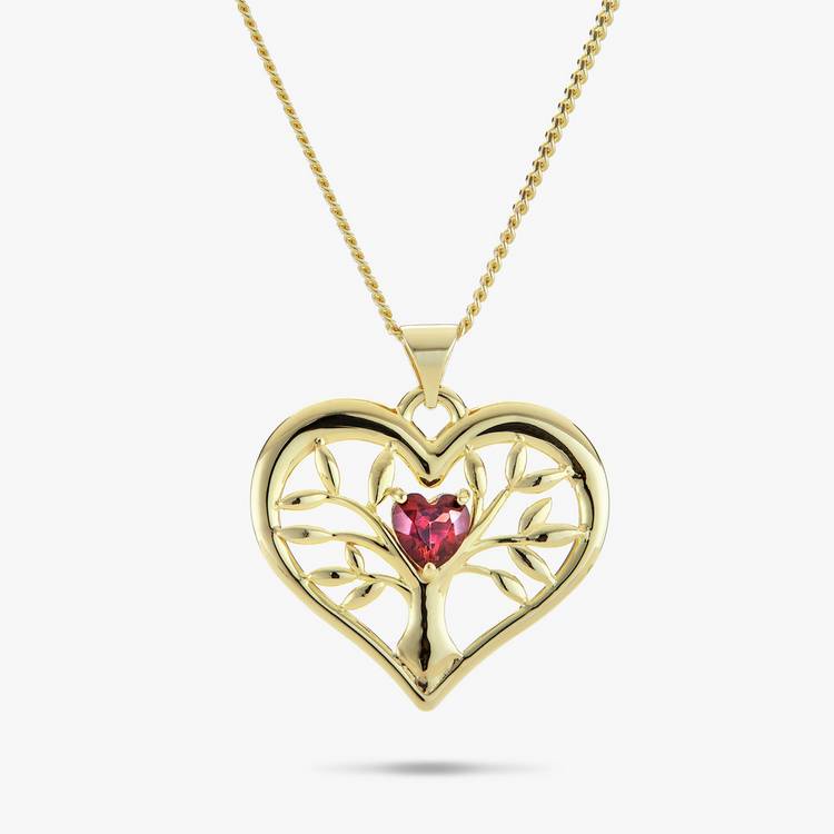 Revere 9ct Gold Plated Tree of Life Heart Pendant Necklace 0