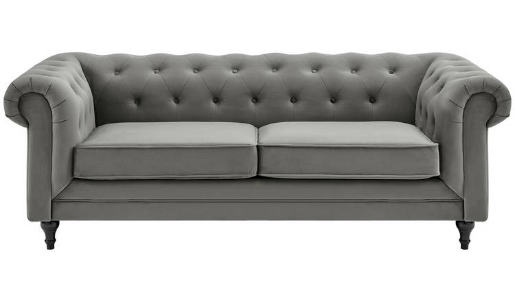 Habitat Chesterfield 2 Seater Velvet Sofa Bed - Charcoal